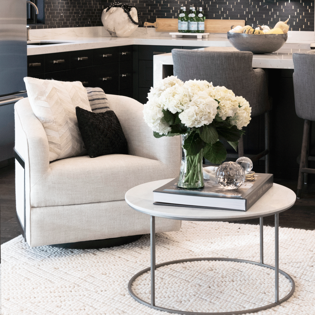 Renee Occasional Swivel Chair - Frost + Nickel