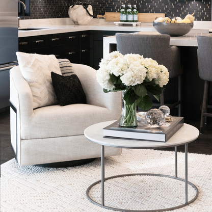 Renee Occasional Swivel Chair - Frost + Nickel