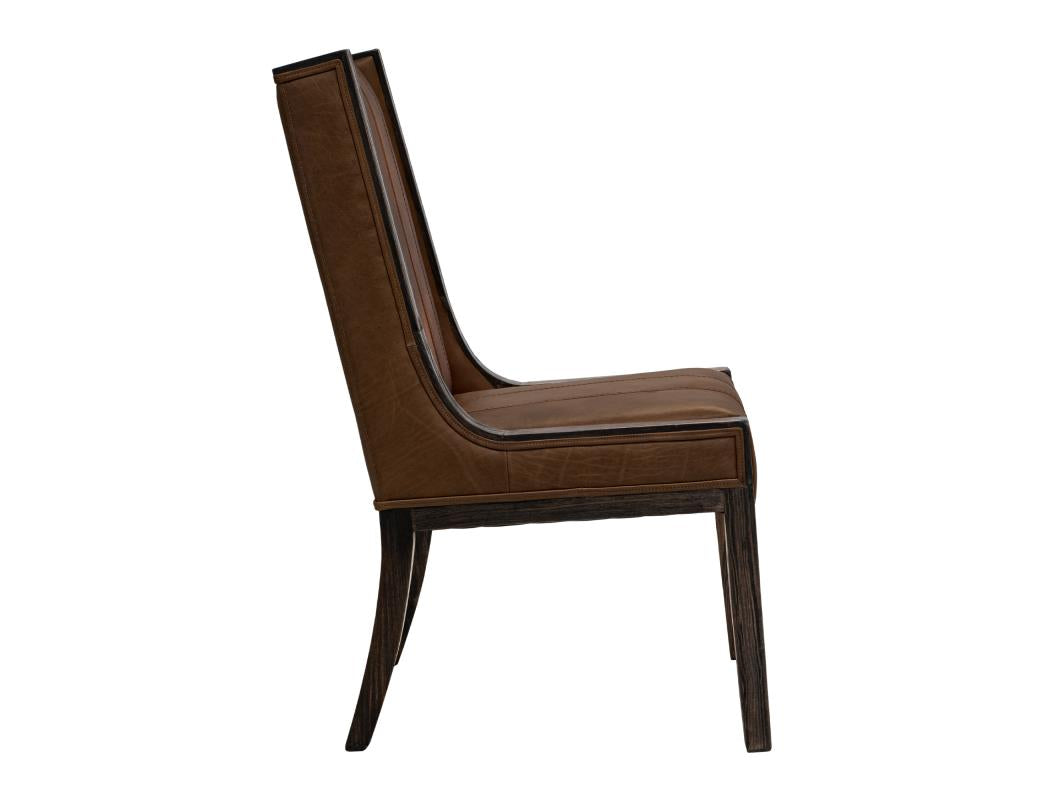 Franz Top Grain Leather Dining Chair - Cognac & Black
