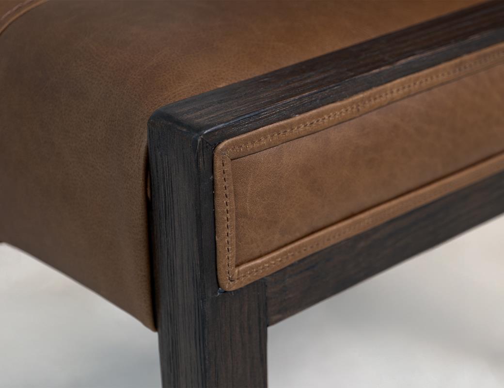 Franz Top Grain Leather Dining Chair - Cognac & Black
