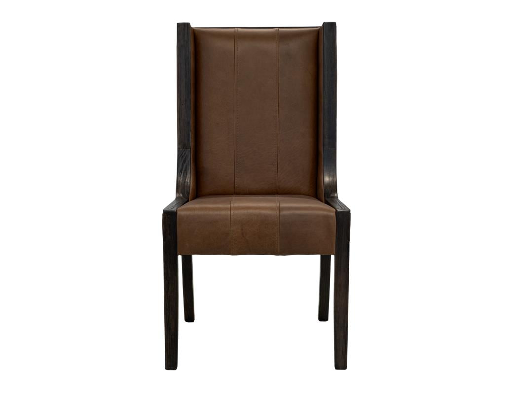 Franz Top Grain Leather Dining Chair - Cognac & Black