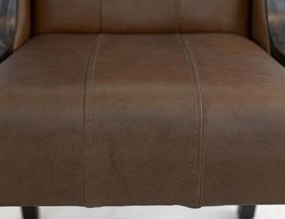 Franz Top Grain Leather Dining Chair - Cognac & Black
