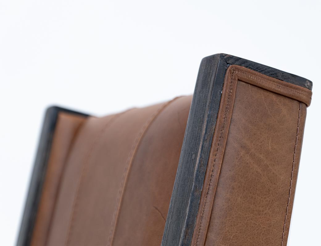 Franz Top Grain Leather Dining Chair - Cognac & Black
