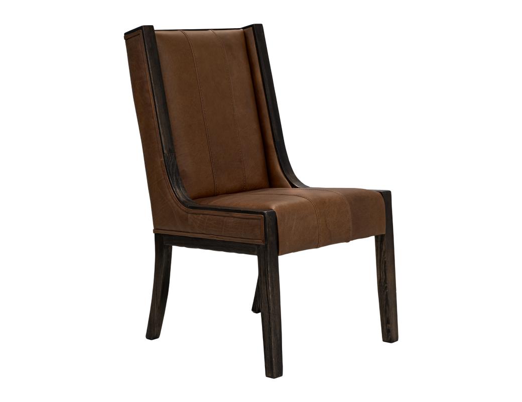 Franz Top Grain Leather Dining Chair - Cognac & Black