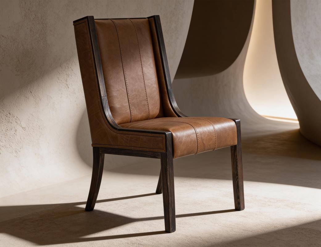 Franz Top Grain Leather Dining Chair - Cognac & Black