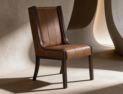 Franz Top Grain Leather Dining Chair - Cognac & Black