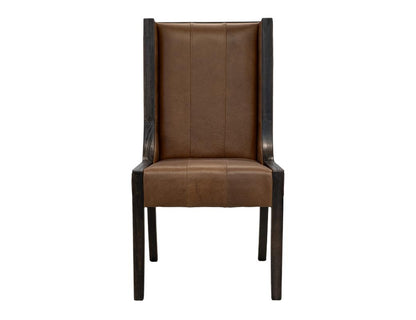 Franz Top Grain Leather Dining Chair - Cognac & Walnut