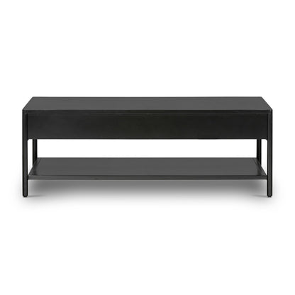 Ellington 46" 2 Drawer Coffee Table - Black Iron + Bronze