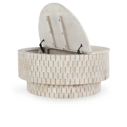 Maderia 40" Round Coffee Table - Coastal White