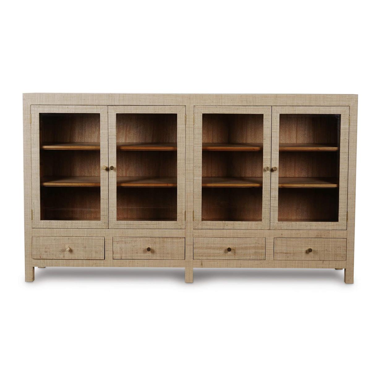 Hadley 84" Mahogany 4 Door 4 Drawer Cabinet - Rattan