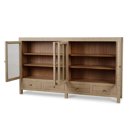 Hadley 84" Mahogany 4 Door 4 Drawer Cabinet - Rattan