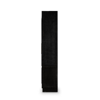 Bellamy 55" Tall 2 Door Glass Shelf Cabinet - Vintage Black + Straw Wash