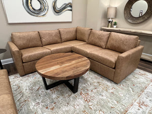 Wyatt 96" x 99" Wide Track Arm 5 Cushion Top Grain Leather Sectional - Omaha Amber