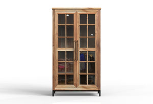 Atwell 40" 2 Door Glass Front Cabinet - Natural