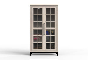Atwell 40" 2 Door Glass Front Cabinet - New White Wash
