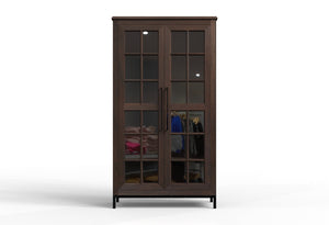 Atwell 40" 2 Door Glass Front Cabinet - Natural + Black