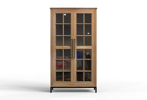 Atwell 40" 2 Door Glass Front Cabinet - Natural + Gray
