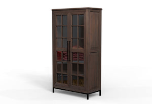 Atwell 40" 2 Door Glass Front Cabinet - Natural + Black