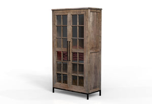 Atwell 40" 2 Door Glass Front Cabinet - Natural + Smoke