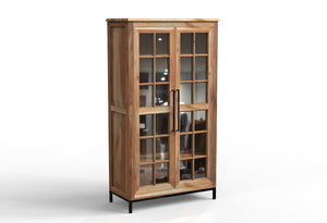 Atwell 40" 2 Door Glass Front Cabinet - Natural