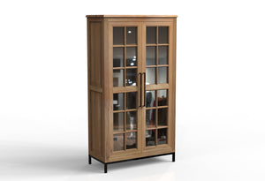 Atwell 40" 2 Door Glass Front Cabinet - Natural + Gray