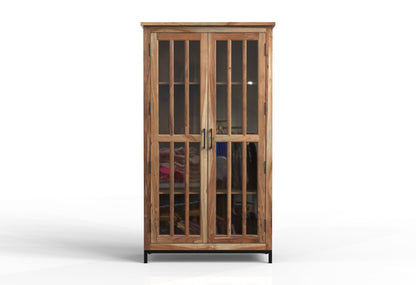 Walter 40" 2 Door Glass Front Tall Cabinet - Natural