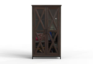 Wesley 40" 2 Door Glass Front Tall Cabinet - Natural + Black