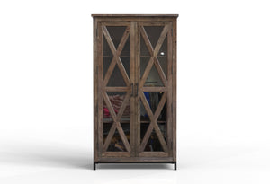 Wesley 40" 2 Door Glass Front Tall Cabinet - Natural + Smoke