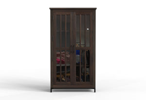 Walter 40" 2 Door Glass Front Tall Cabinet - Natural + Black