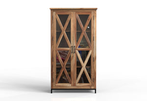 Wesley 40" 2 Door Glass Front Tall Cabinet - Natural