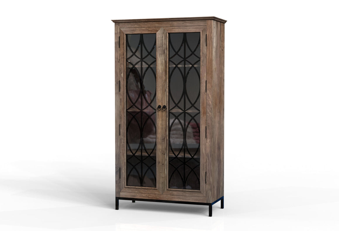 Randolph 40" 2 Door Glass Front Cabinet - Natural + Smole