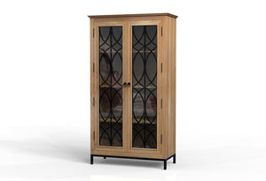 Randolph 40" 2 Door Glass Front Cabinet - Natural + Gray