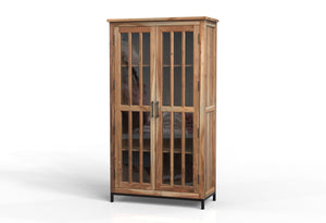 Walter 40" 2 Door Glass Front Tall Cabinet - Natural