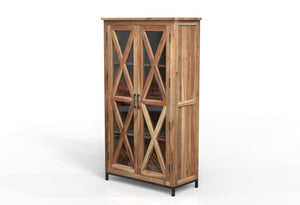 Wesley 40" 2 Door Glass Front Tall Cabinet - Natural