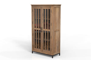 Walter 40" 2 Door Glass Front Tall Cabinet - Natural + Gray