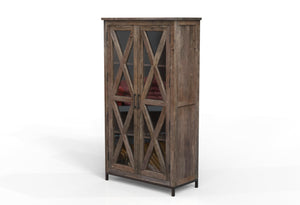 Wesley 40" 2 Door Glass Front Tall Cabinet - Natural + Smoke