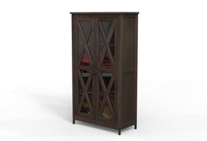 Wesley 40" 2 Door Glass Front Tall Cabinet - Natural + Black