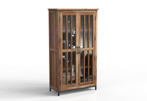 Walter 40" 2 Door Glass Front Tall Cabinet - Natural