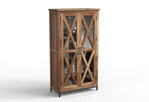 Wesley 40" 2 Door Glass Front Tall Cabinet - Natural