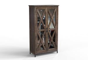 Wesley 40" 2 Door Glass Front Tall Cabinet - Natural + Smoke