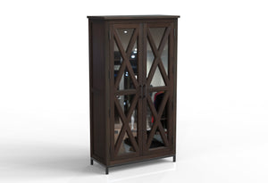 Wesley 40" 2 Door Glass Front Tall Cabinet - Natural + Black