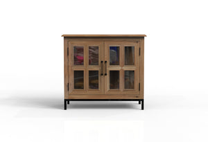 Tomas 40" 2 Door Glass Front Cabinet - Natural + Gray