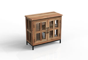 Tomas 40" 2 Door Glass Front Cabinet - Natural