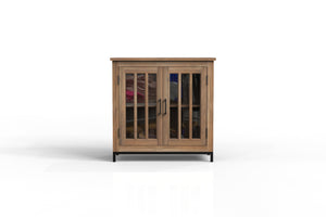 Walter 40" 2 Door Glass Front Cabinet - Natural + Gray