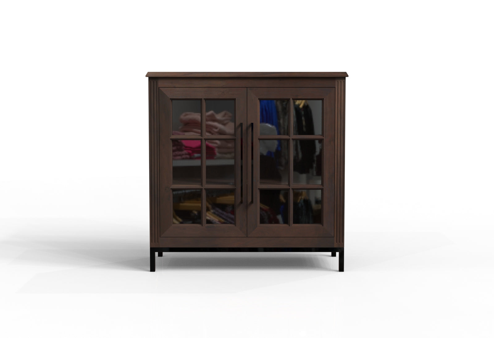 Atwell 40" 2 Door Glass Front Cabinet - Natural + Black