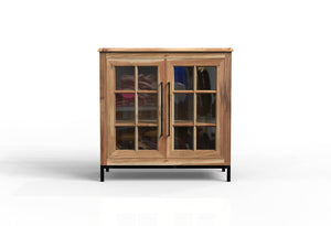 Atwell 40" 2 Door Glass Front Cabinet - Natural