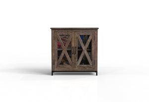 Wesley 40" 2 Door Glass Front Cabinet - Natural + Smoke