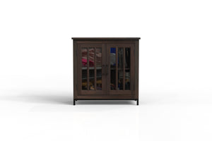 Walter 40" 2 Door Glass Front Cabinet - Natural + Black