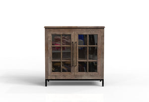 Atwell 40" 2 Door Glass Front Cabinet - Natural + Smoke