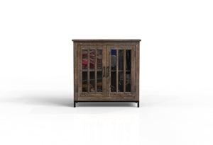 Walter 40" 2 Door Glass Front Cabinet - Natural + Smoke